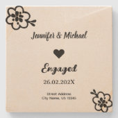 コースターパーソナライズされた婚約した- Love Keepsake ストーンコースター (正面)