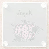 コースターパーソナライズされた、ピンクと黒のカボチャ ガラスコースター (裏面)