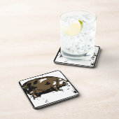 コースタービクトリアンに乗ったウッドカットの豚 コースター (右側)