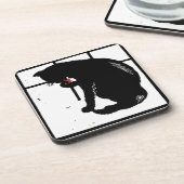 コースタービクトリアンのウッドカットキティ猫 コースター (左側)