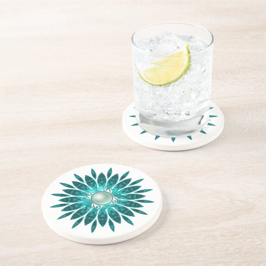 コースターフローラブルーティール(緑がかった色)グリーン コースター (側面)
