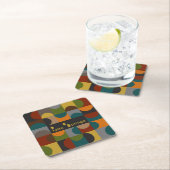 コースターミッドセンチュリーモダンパーム春文字 スクエアペーパーコースター (インサイチュ)