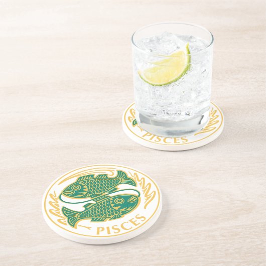 コースター上の〔占星術の〕十二宮図の魚座の徴候 コースター (側面)