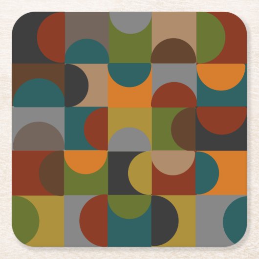 コースター中世モダン紀のブロックと半円 スクエアペーパーコースター (正面)