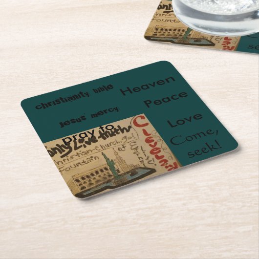 コースター来られるクリスチャンシーク! スクエアペーパーコースター (アングル)