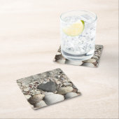 コースター灰色の岩ハート スクエアペーパーコースター (インサイチュ)