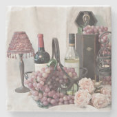 コースター石のワインとブドウの量が多すぎる ストーンコースター (正面)