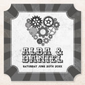 コースター結婚ズのスチームパンク結婚のハートコグ ペーパーコースター (正面)