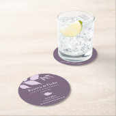 コースター結婚式の日付を紫色で保存 ラウンドペーパーコースター (インサイチュ)