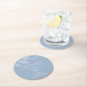 コースター結婚式の日付を青で保存 ラウンドペーパーコースター (インサイチュ)