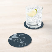 コースター結婚式の日付を青で保存 ラウンドペーパーコースター (インサイチュ)