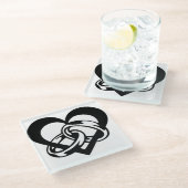 コースター結婚「ハート付きのバンド」 ガラスコースター (アングル)
