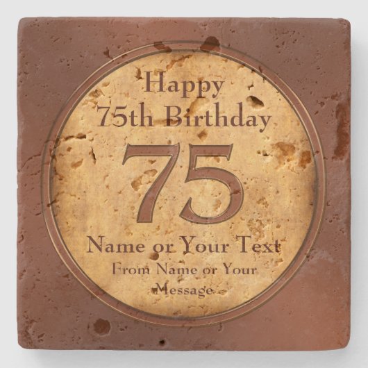 コースター誕生日の75歳の男性への贈り物 ストーンコースター (正面)