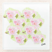 コースター：さくらんぼ花 ガラスコースター (正面)