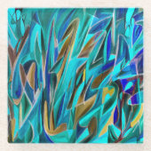 コースター:「オーバートン」、エメラルドグリーン ガラスコースター (正面)