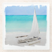 コースター、ガラス – ビーチボート ガラスコースター (正面)