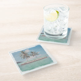 コースター、ガラス – ビーチ島 ガラスコースター