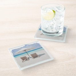 コースター、ガラス – ビーチ椅子 ガラスコースター