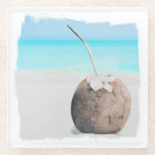 コースター、グラス – ビーチココナッツ ガラスコースター (正面)