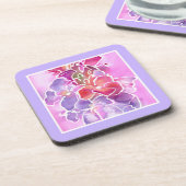 コースター、ピンク、メイヴ、ブルーウォルフラワーズ コースター (左側)