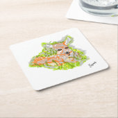 コースター：リラックスの日 スクエアペーパーコースター (アングル)