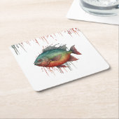 コースター – 水彩シリーズ：ピラニア (アングル)