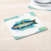 コースター – 水彩シリーズ：マス/サーモン (アングル)