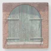 コースター（石） – 風化木製ドア ストーンコースター (正面)