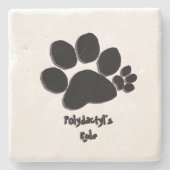 コースター(石) - Polydactyl Paw Print ストーンコースター (正面)