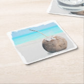 コースター、紙 – 水彩ビーチココナッツスクエアP スクエアペーパーコースター (アングル)