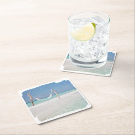 コースター、紙 – 水彩ビーチハンモックスクエアP スクエアペーパーコースター