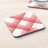 コースター - 赤い縞模様が対角線上に交差 (左側)