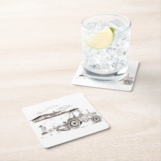 コースター-農場のピクニック スクエアペーパーコースター (インサイチュ)