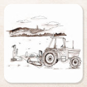 コースター-農場のピクニック スクエアペーパーコースター (正面)