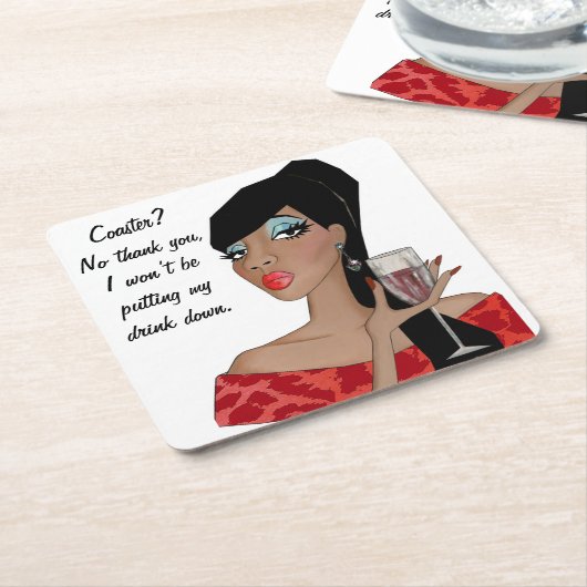 「コースター?飲み物は置かない」 スクエアペーパーコースター (アングル)