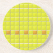 コースター – 黄色いフィールドのオレンジ色のモザイク正方形 (正面)