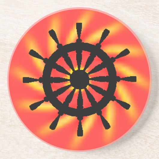 コースター – 黒船のヘルムとスパイラルバックグラウンド (正面)