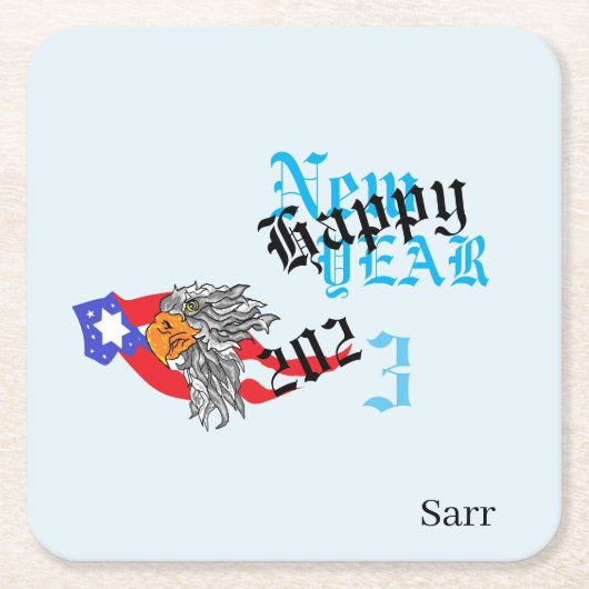 コースター： Happy New Years 2023 スクエアペーパーコースター (正面)