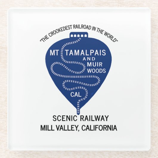 コースターCrookedest鉄道タマルパイス山 ガラスコースター (正面)