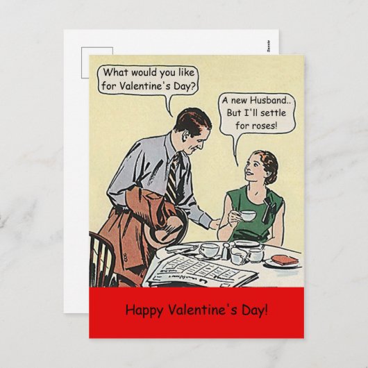 コースティックスユーモアValentinesデイ漫画カップルおもしろいPC シーズンポストカード (正面/裏面)