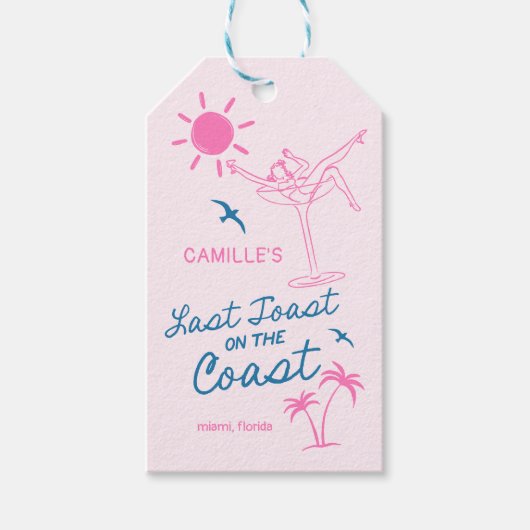 コーストで最後のトーストをピンクに変えるバチェロレッテ ギフトタグ (正面)