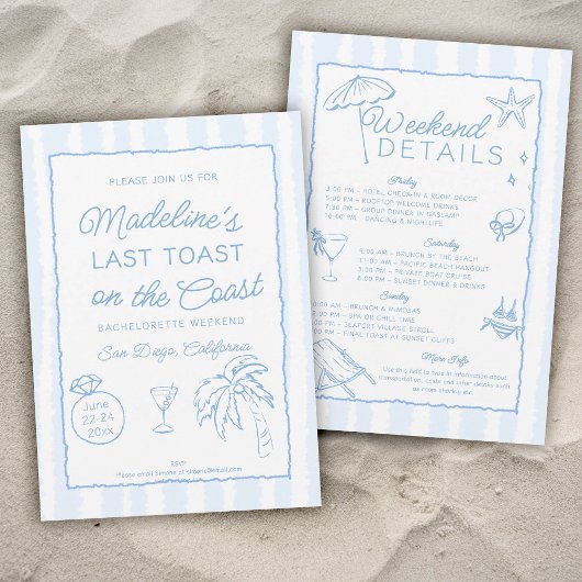 コーストで最後のトーストストライプバチェロレッテ 招待状