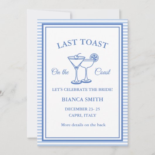 コーストで最後のトーストバチェロレッテ週末パーティー 招待状 (正面)