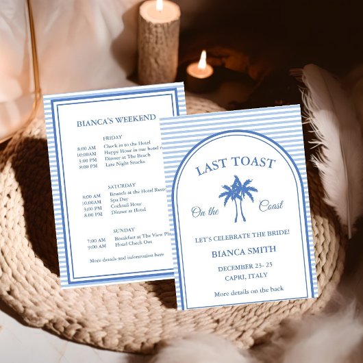コーストで最後のトーストバチェロレッテ週末パーティー 招待状