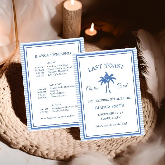 コーストで最後のトーストバチェロレッテ週末パーティー 招待状