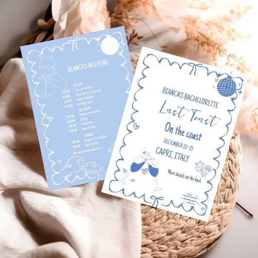 コーストで最後のトーストバチェロレッテ週末パーティー 招待状