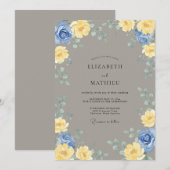 コーストアルイエロー&アズールユーカリの結婚式 招待状 (正面/裏面)
