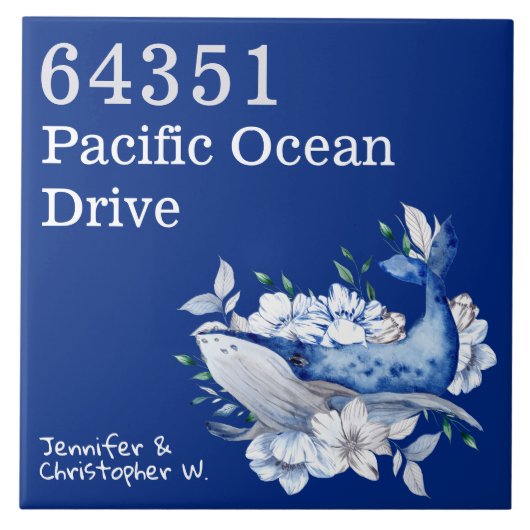 コーストアートカスタムハウスとクジラフローラブルー タイル (正面)