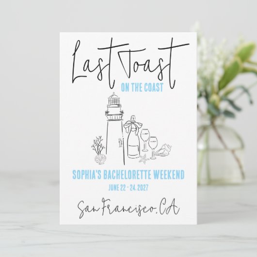 コーストウィークエンドでの最後のトーストバチェロレッテ 招待状 (スタンド正面)