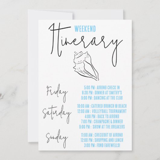 コーストウィークエンドでの最後のトーストバチェロレッテ 招待状 (裏面)